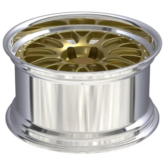 Gold Rounded-Window Polished-Lip Forged Wheel