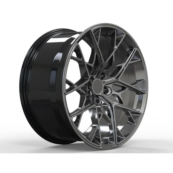 Graphite Braced-Y Monoblock Wheel — Upright three-quarter graphite face and dark barrel