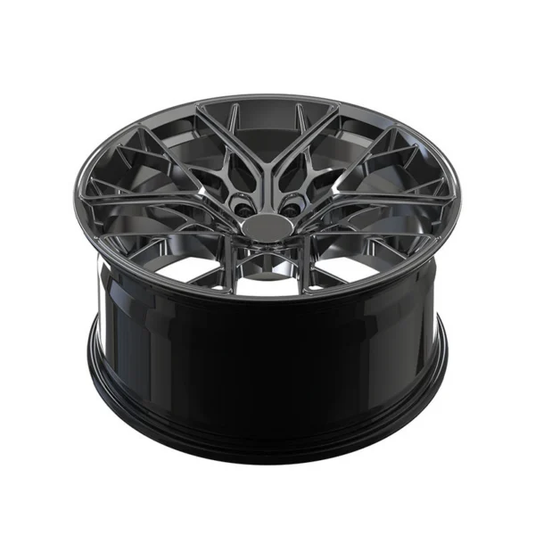 Graphite Braced-Y Monoblock Wheel — Elevated face-up view of braced branches and barrel depth