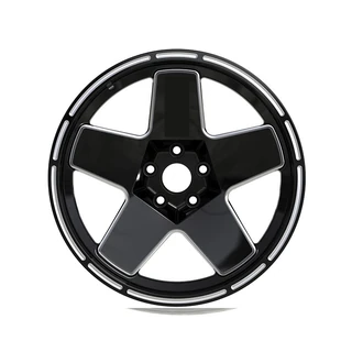 Black Broad-Five Silver-Outline Monoblock Wheel
