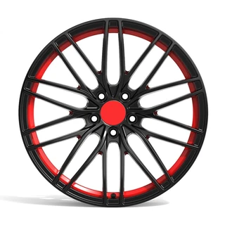 Black Fine-Spoke Red-Accent Monoblock Wheel