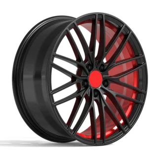 Black Fine-Spoke Red-Accent Monoblock Wheel