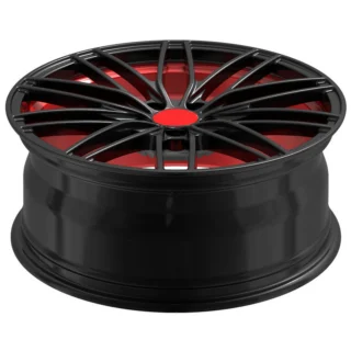 Black Fine-Spoke Red-Accent Monoblock Wheel
