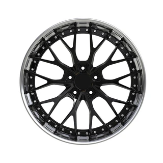 Black Branch-Spoke Polished-Lip Forged Wheel