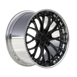 Black Branch-Spoke Polished-Lip Forged Wheel