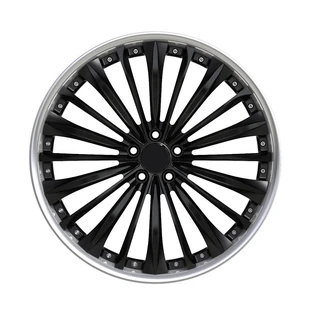 Black Radial-Blade Polished-Lip Forged Wheel