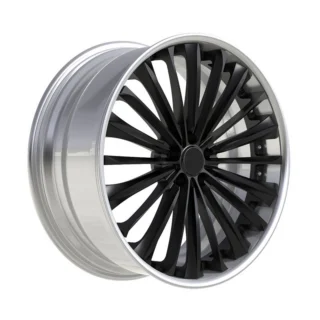 Black Radial-Blade Polished-Lip Forged Wheel