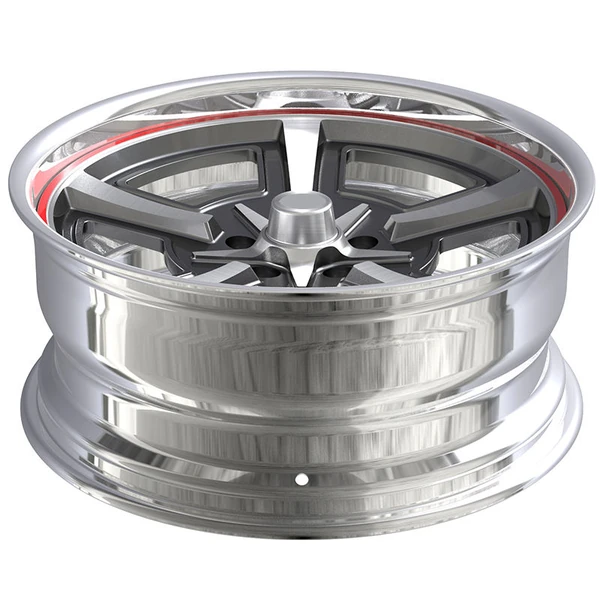 Redline Geometric Five-Spoke Forged Wheel — Laid-flat side profile and raised centre