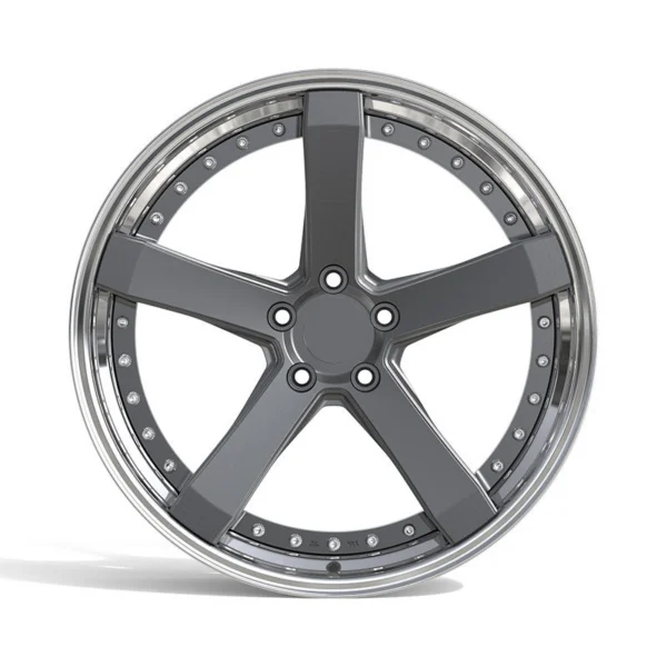 Satin Straight Five-Spoke Forged Wheel — Front face and straight five-spoke layout