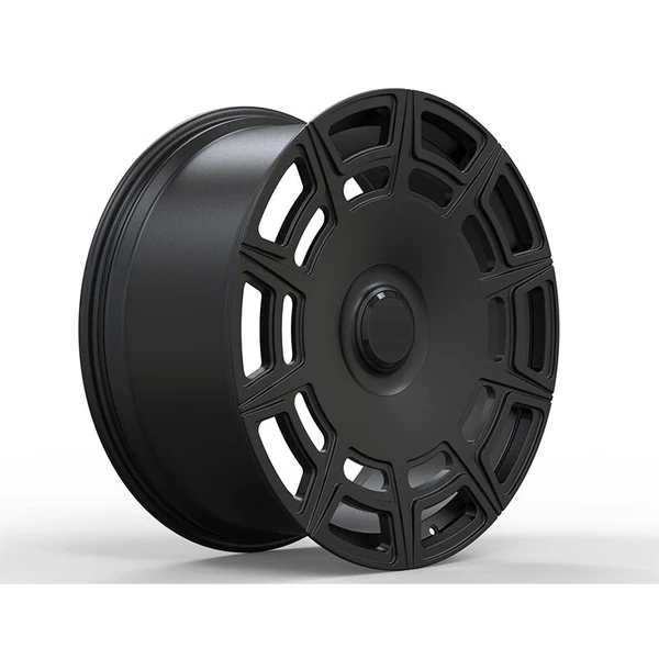 Black Double-Window Disc Forged Wheel — Oblique disc face and paired window bands