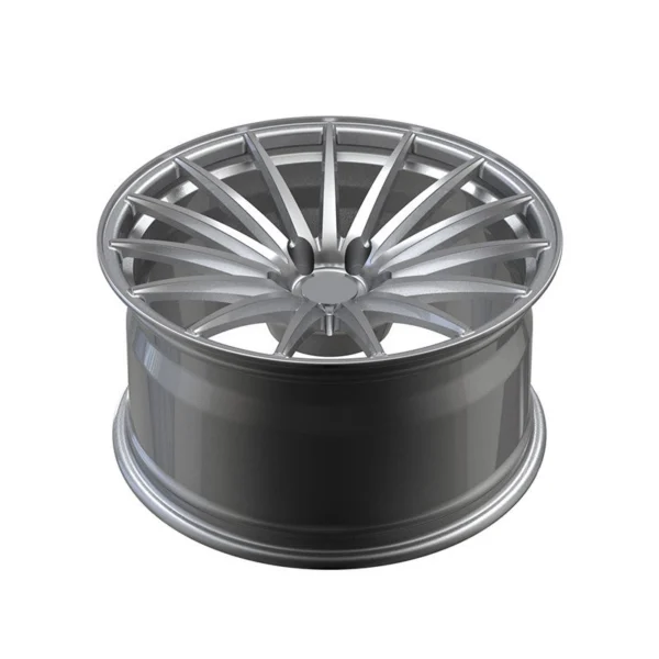 Silver Fine-Radial Forged Wheel — Laid-flat barrel and spoke profile