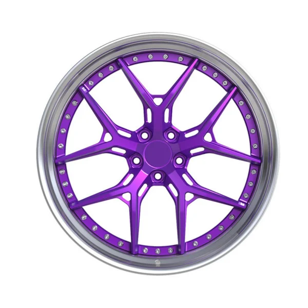 Purple Slotted Y-Spoke Forged Wheel — Front five-group Y layout and five mounting holes