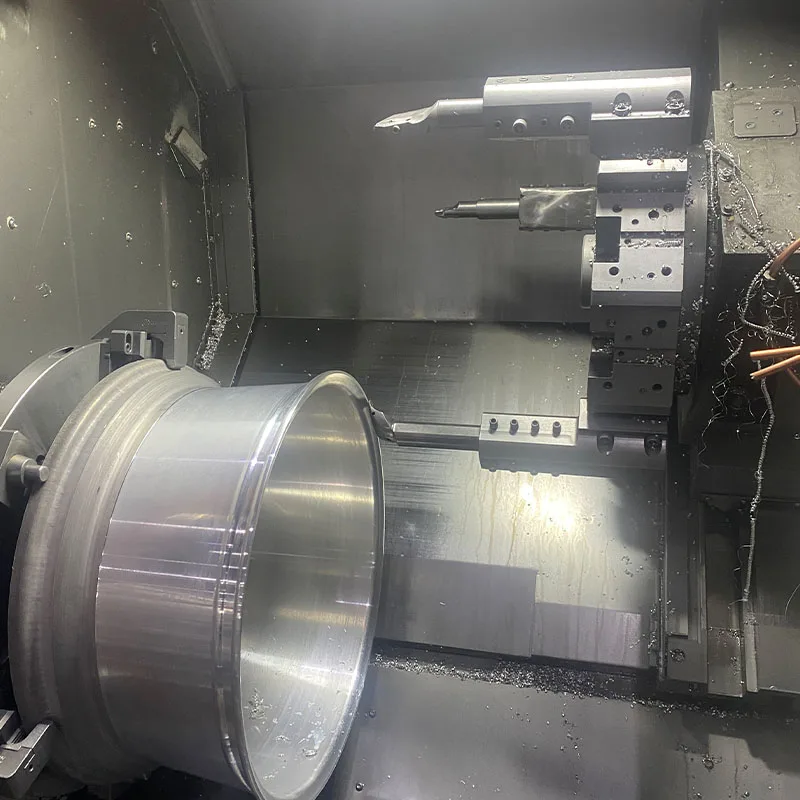 Wheel barrel during a representative CNC turning stage