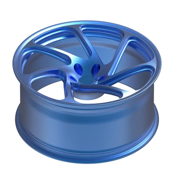 Metallic Blue Five-Spoke Concave Forged Wheel – WV-FG-001 — rear three-quarter view