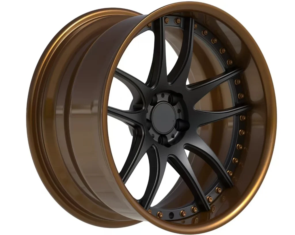 Gold-and-Black Deep-Concave Two-Piece Forged Wheel – WV-FG-002 — front three-quarter view