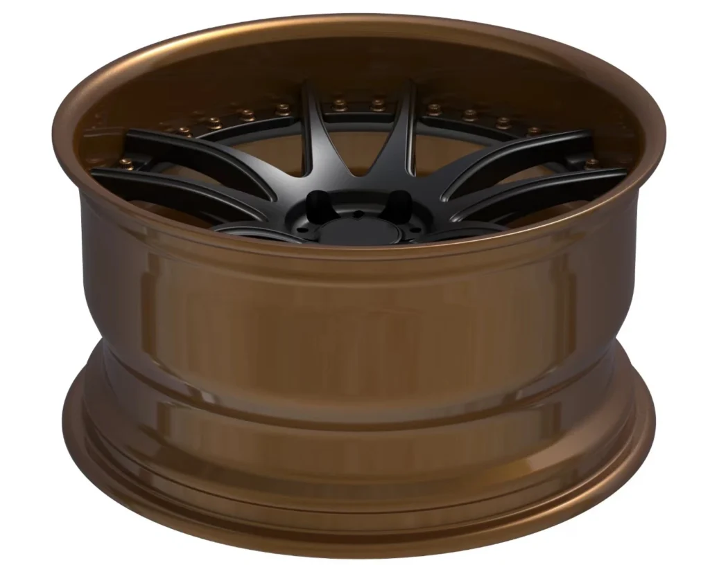 Gold-and-Black Deep-Concave Two-Piece Forged Wheel – WV-FG-002 — rear three-quarter view