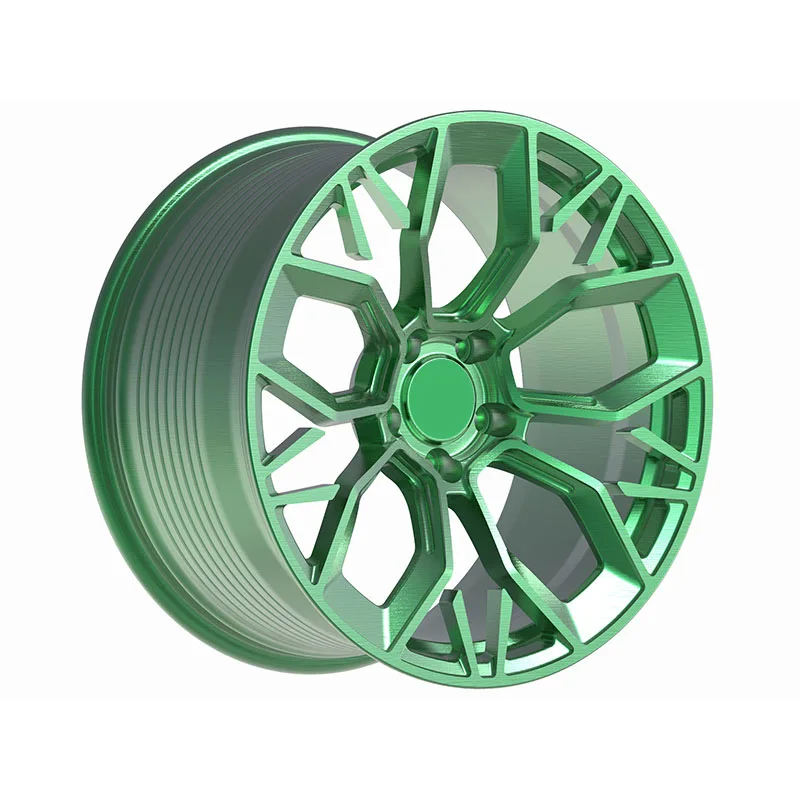 Emerald Green Split-Mesh Concave Forged Wheel – WV-FG-005 — front three-quarter view