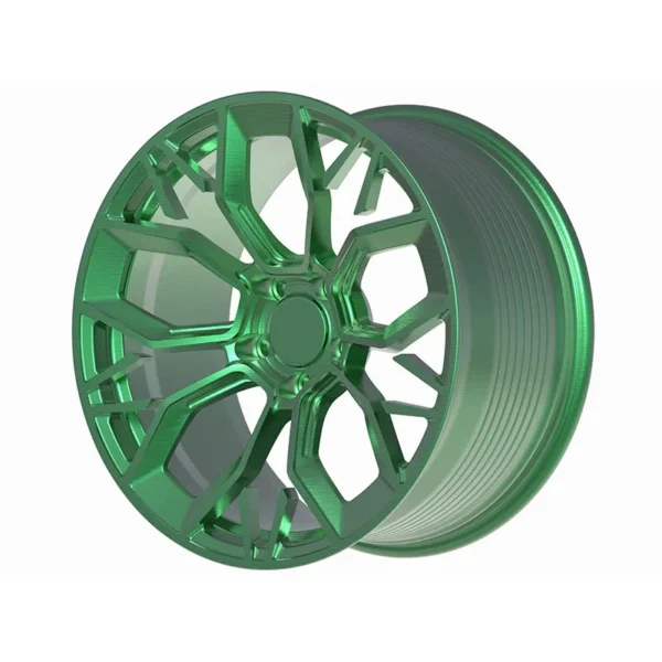 Emerald Green Split-Mesh Concave Forged Wheel – WV-FG-005 — rear three-quarter view