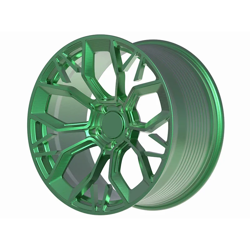 Emerald Green Split-Mesh Concave Forged Wheel – WV-FG-005 — rear three-quarter view