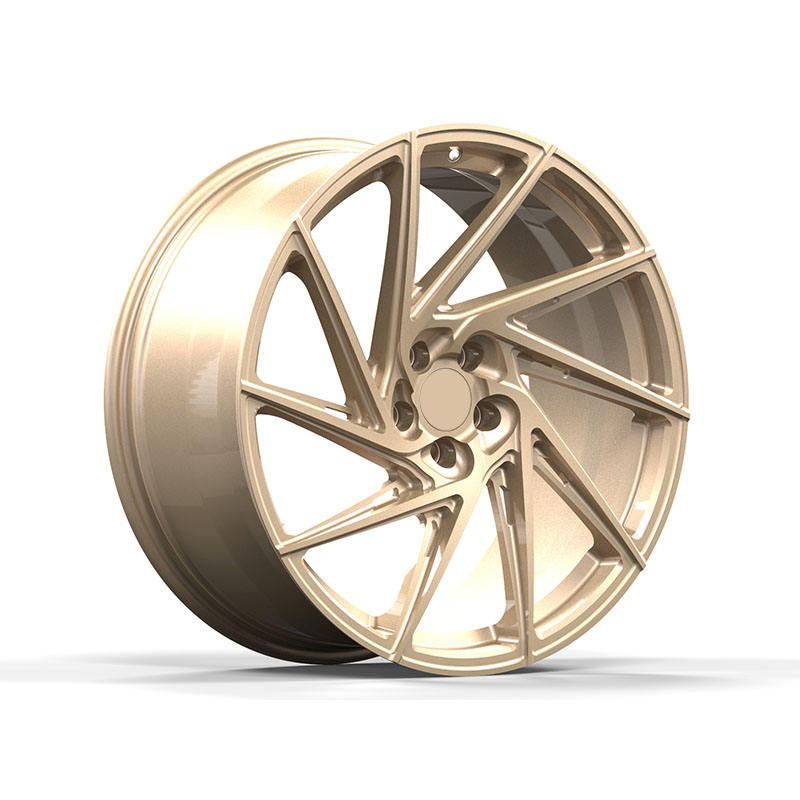 Golden Multi-Spoke Forged Wheel — Front three-quarter view