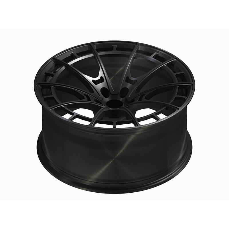 Black Open-Rim Split-Spoke Forged Wheel — Elevated face and barrel