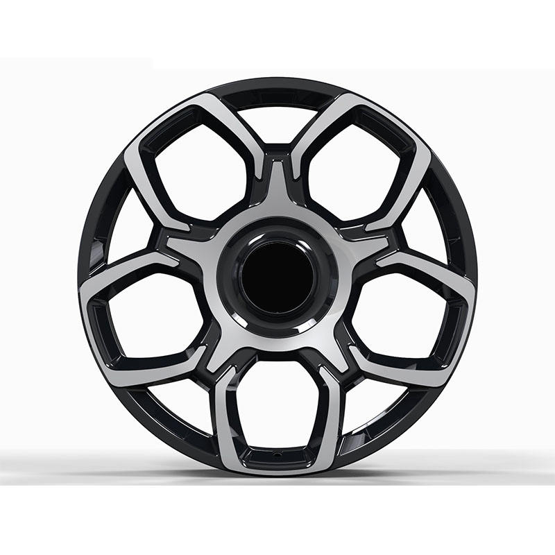 Black and Silver Geometric Forged Wheel — Front covered-centre design