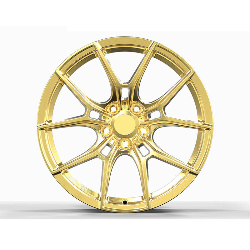 Gold Split-Spoke Forged Wheel — Front five-hole design example