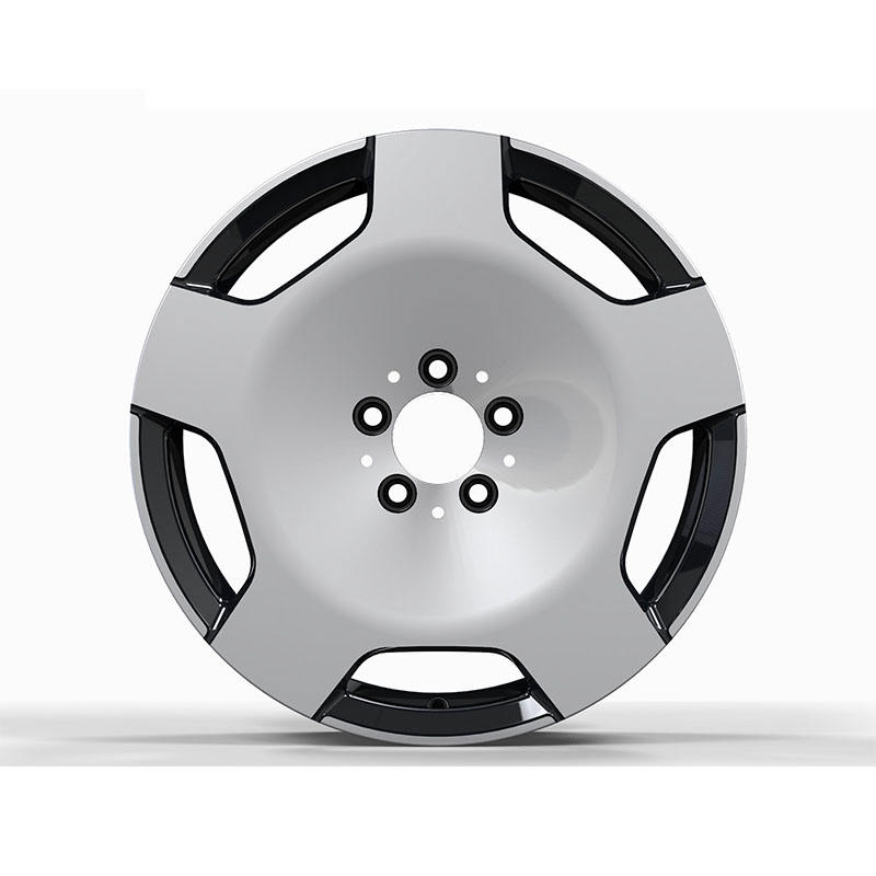 Black and Silver Five-Window Disc Forged Wheel — Front five-hole design example