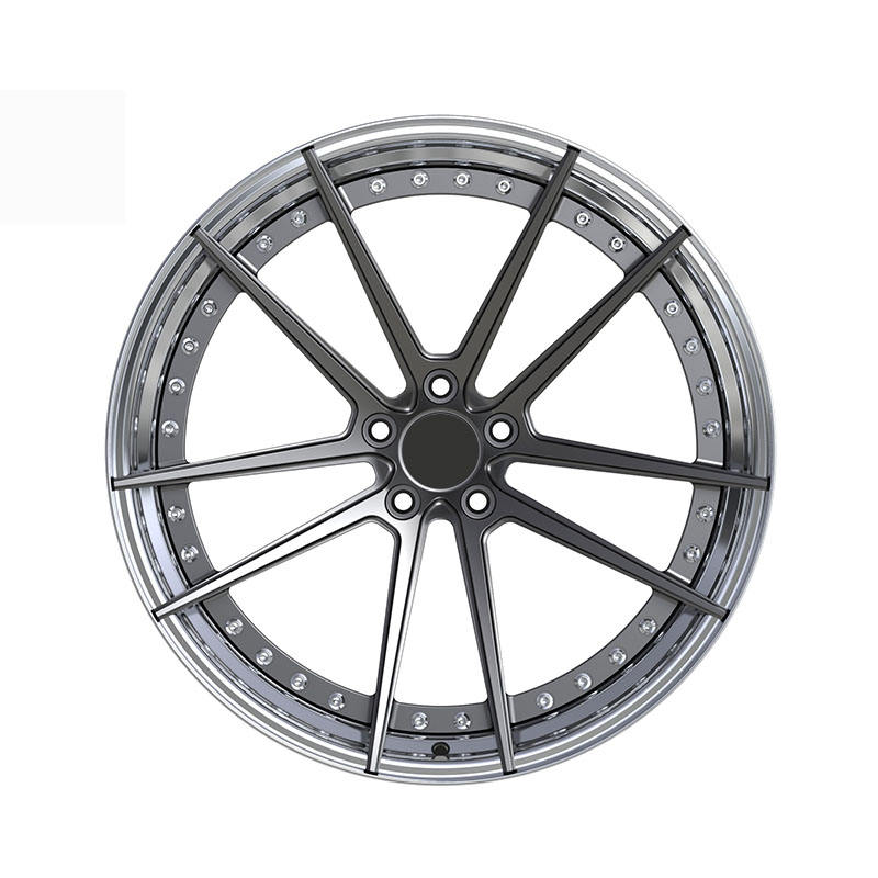 Graphite Fine Y-Spoke Polished-Lip Forged Wheel — Front five-hole fine Y-spoke example